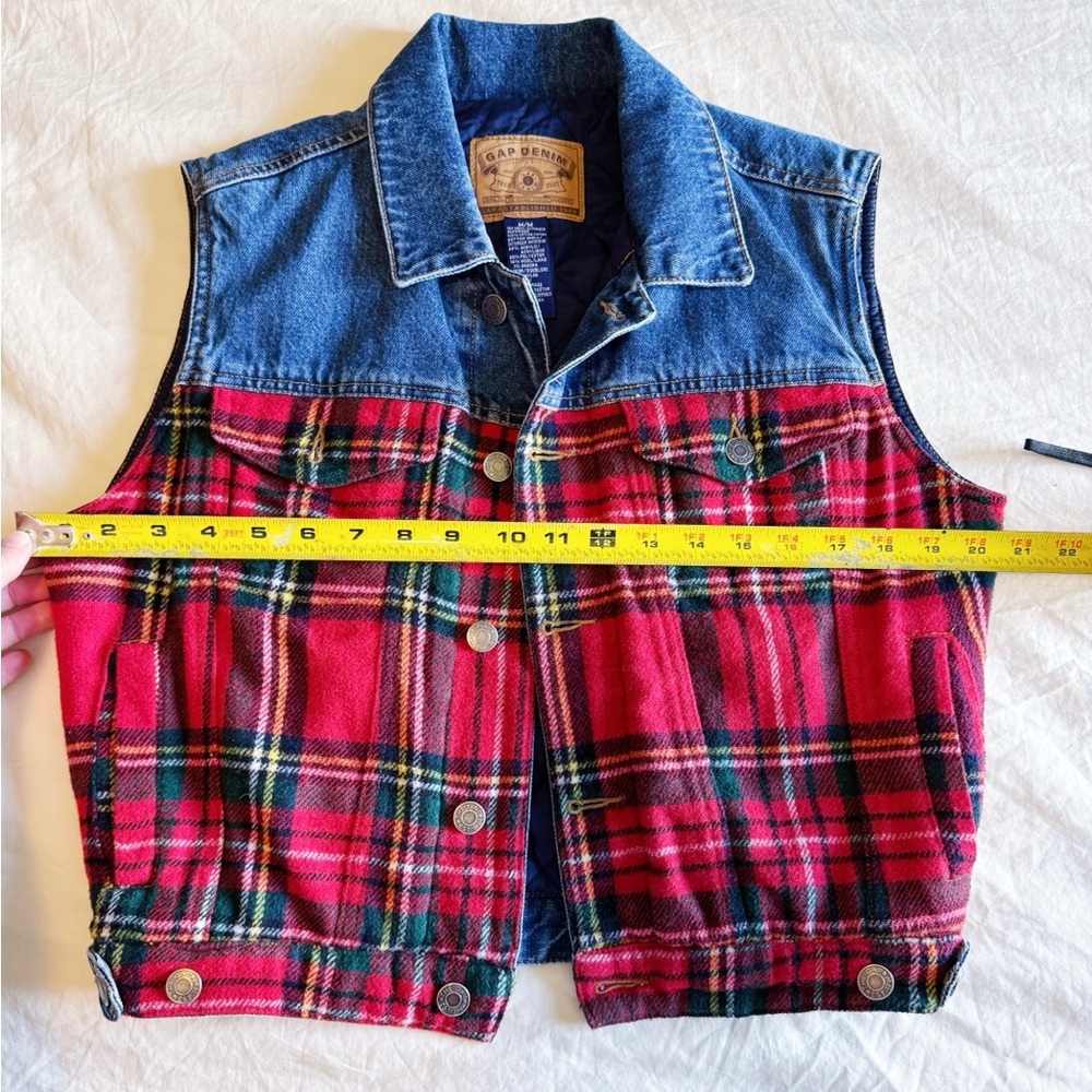 VTG 90s GAP Denim Plaid Quilted Vest size Medium EUC - Picture 6 of 7